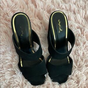 Qupid Black Mules with Sleek Design